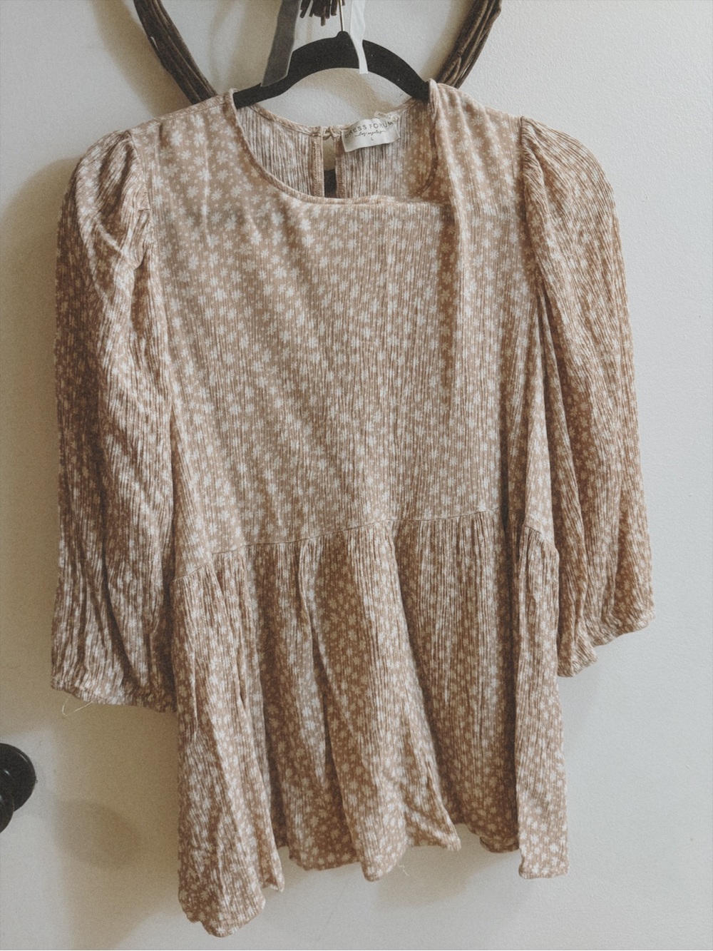 Pink Floral Quarter-Sleeve Blouse
